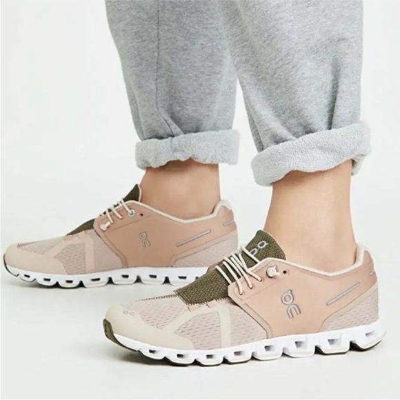 On Cloud Dusty Blush Pink/Rosebrown Camo Running Shoes w/Speed Lacing 8 - Picture 3 of 16